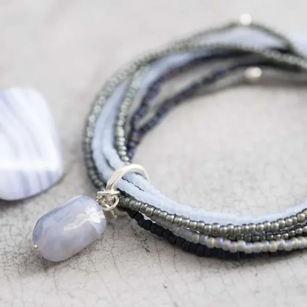 A Beautiful Story Bracelets>Bracelet Nirmala argenté - Agate bleue