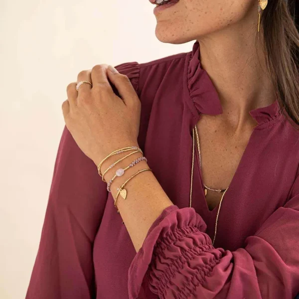 A Beautiful Story Bracelets>Bracelet Shiny doré - Quartz rose