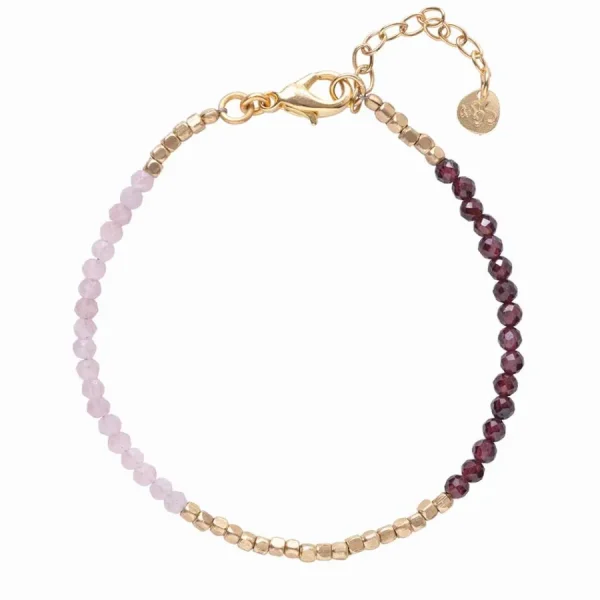 A Beautiful Story Bracelets>Bracelet Vivid doré - Grenat & Quartz rose