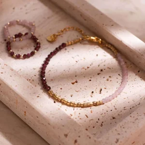 A Beautiful Story Bracelets>Bracelet Vivid doré - Grenat & Quartz rose