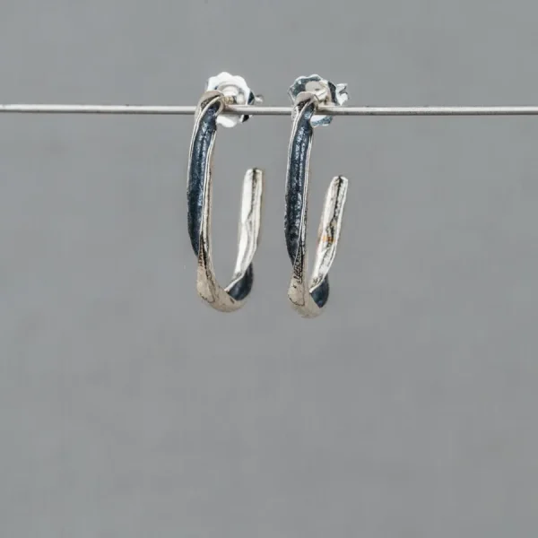 Jeh Boucles D'oreille>Cerceau d'oreille oxy twister court - argent