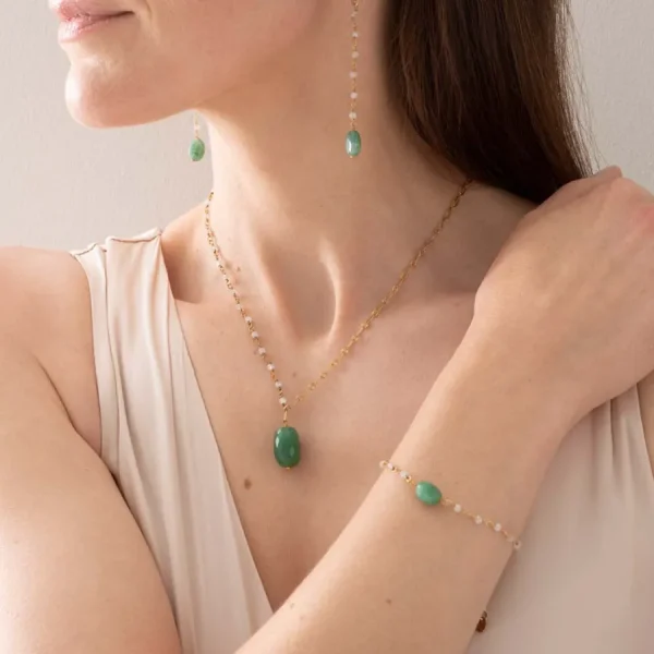 A Beautiful Story Colliers>Collier Celebration doré - Pierre de Lune & Aventurine