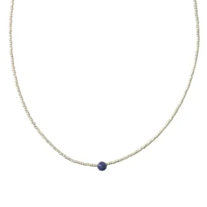 A Beautiful Story Colliers>Collier Flora argenté - Lapis Lazuli