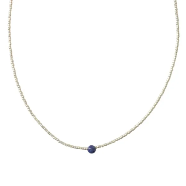 A Beautiful Story Colliers>Collier Flora argenté - Lapis Lazuli