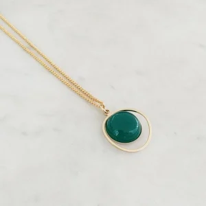 Marie Duvert Colliers>Collier Mi-Long Azalée - agate verte