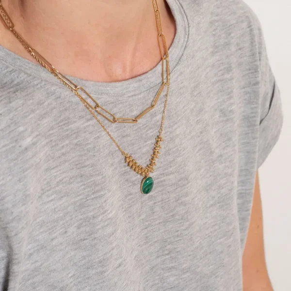 Viadoli Colliers>Collier pendentif Carmen - malachite