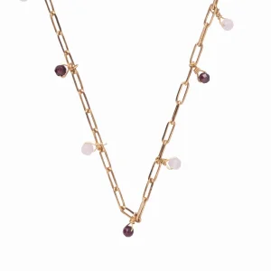 A Beautiful Story Colliers>Collier Spontaneous doré - Grenat & Quartz rose