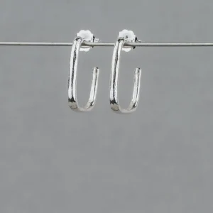 Jeh Boucles D'oreille>Créole d'oreille rectangle - argent