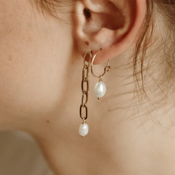 Kariboo Boucles D'oreille>Créoles Anna - perle d'eau douce