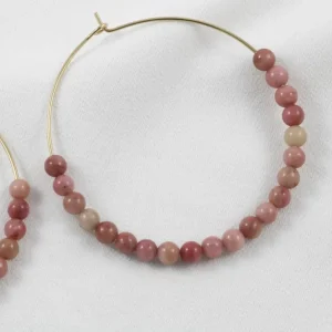 Kariboo Boucles D'oreille>Créoles Maxi Carla - Rose Rhodonite