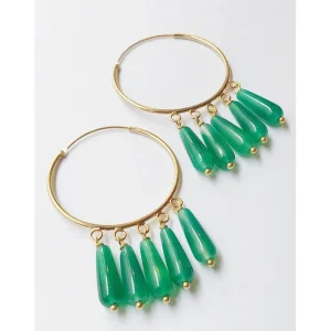 Bazar Exquis Boucles D'oreille>Créoles Multi- agate verte