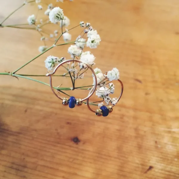 Bazar Exquis Boucles D'oreille>Créoles Pierres Fines - lapis lazuli