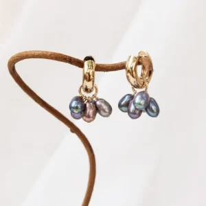 Gisel B Boucles D'oreille>Créoles Rosie - Bleues nuit olives