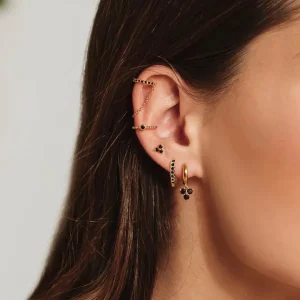 Shlomit Ofir Boucles D'oreille>Créoles Ruby - doré noir