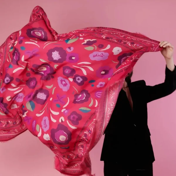 Maradji Foulards>Foulard laine Balkans - Fuschia