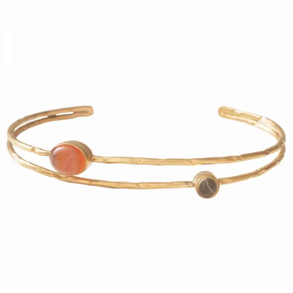 A Beautiful Story Bracelets>Jonc Birthday doré - Cornaline & Citrine