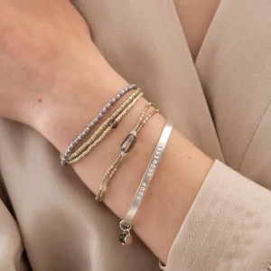 A Beautiful Story Bracelets>Jonc Pure argenté - Quartz fumé