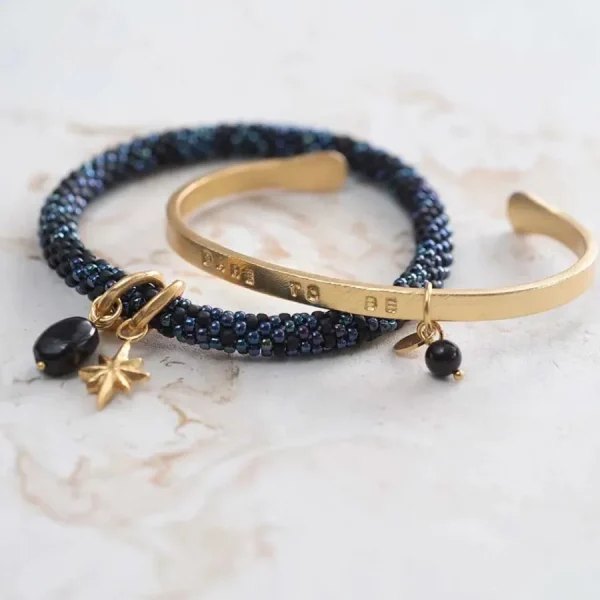 A Beautiful Story Bracelets>Jonc Pure doré - Onyx noir