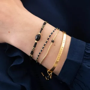 A Beautiful Story Bracelets>Jonc Pure doré - Onyx noir