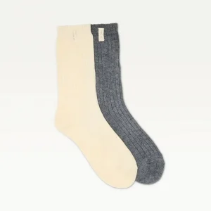 Odaje Chaussettes | Chaussettes>Pack 2 épaisses - écru gris