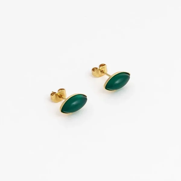 Viadoli Boucles D'oreille>Puces Henriette - Agate Verte