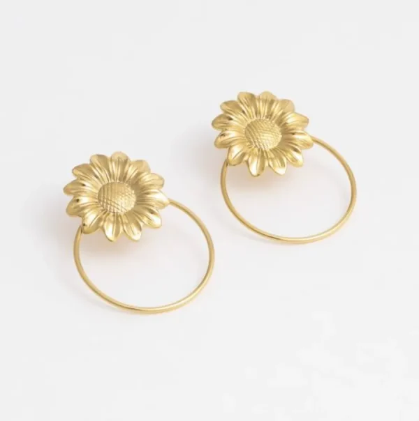 Viadoli Boucles D'oreille>Puces Tournesol cercles