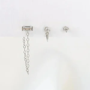 Shlomit Ofir Boucles D'oreille>Ryan Ear set - argenté et cristal