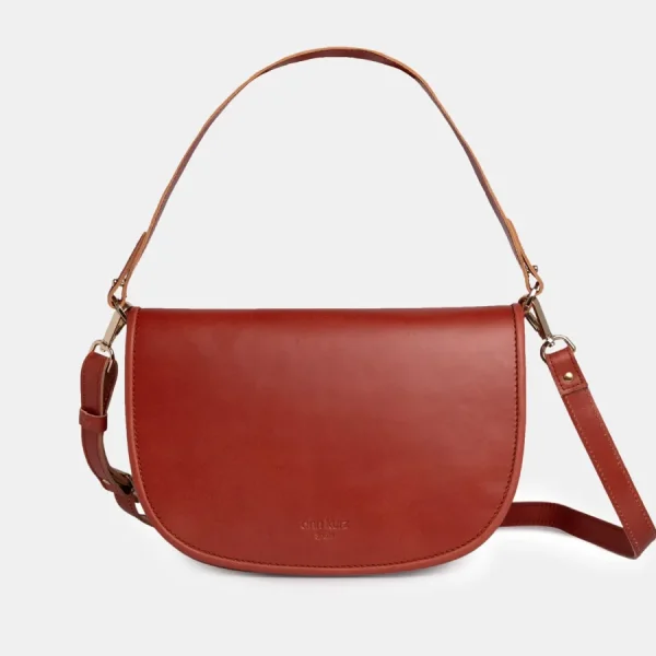 Ann Kurz Sacs>Sac AKHalfmoon cross - smoky amber