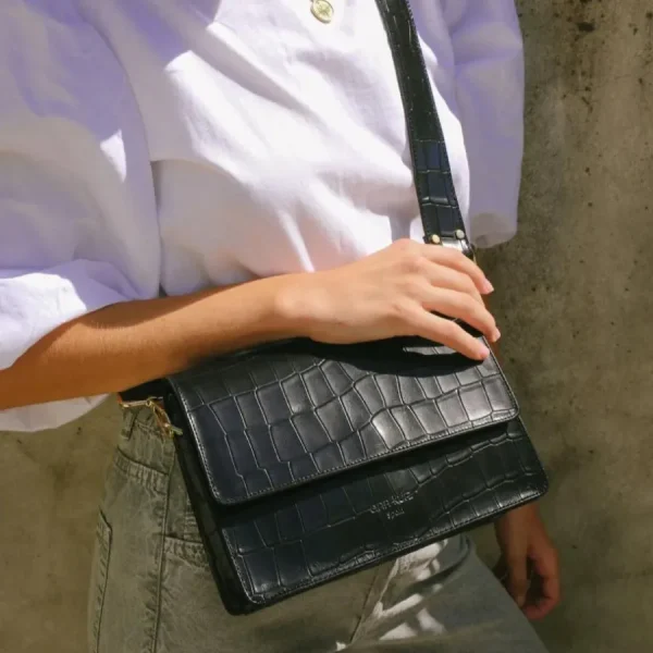 Ann Kurz Sacs>Sac AKPerfect square - croco black