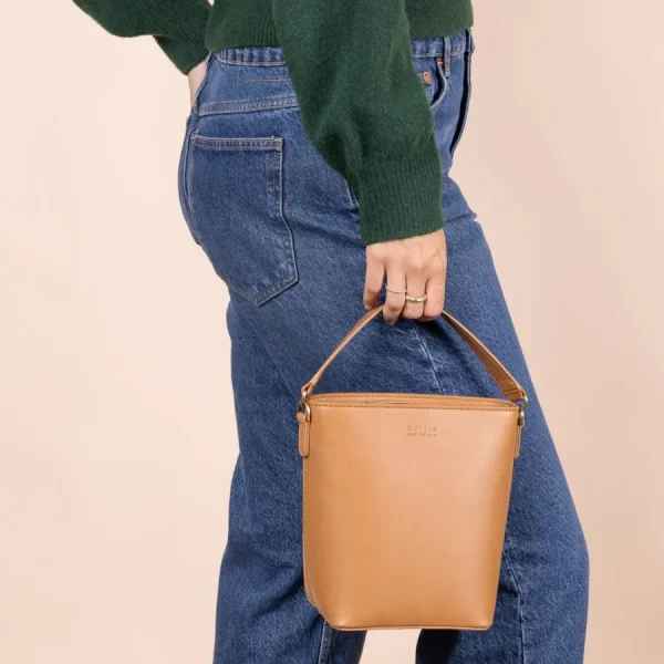 O My Bag Sacs>Sac Bobbi Bucket Midi Cognac Vegan Leather