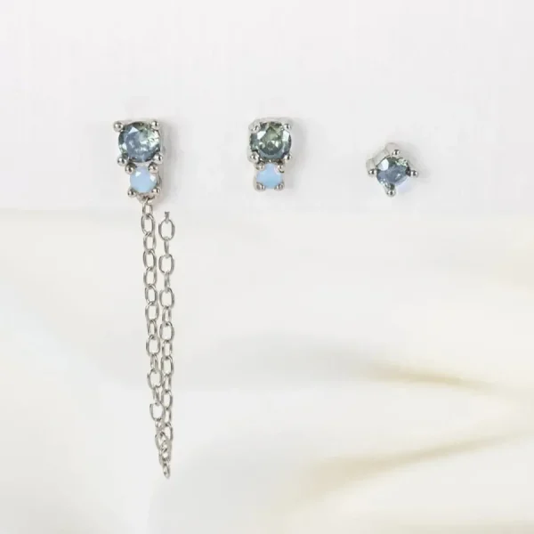 Shlomit Ofir Boucles D'oreille>Soho Ear set - bleu argenté