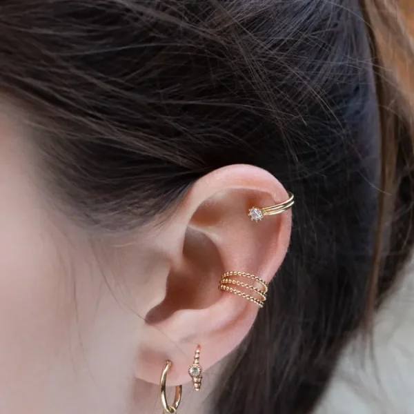 Shlomit Ofir Boucles D'oreille>Spring ear cuff - argenté