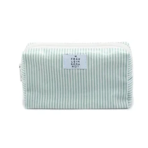 Fräulein Rosarot Petite Maroquinerie>Trousse de maquillage - Stripes, vert menthe