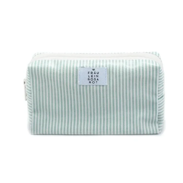 Fräulein Rosarot Petite Maroquinerie>Trousse de maquillage - Stripes, vert menthe